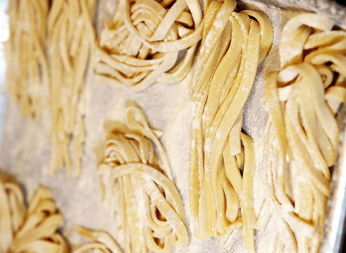 homemade pasta with flour