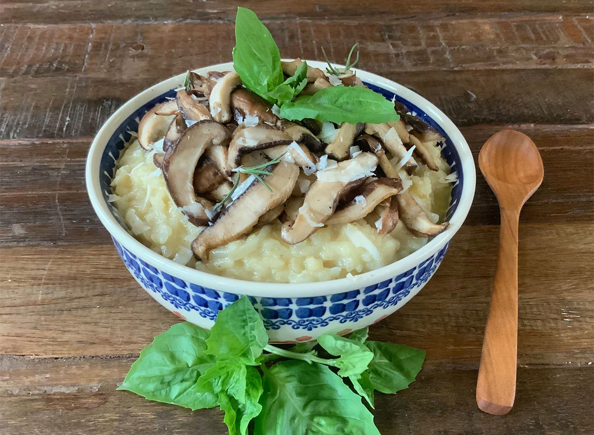 mushroom risotto with garnish