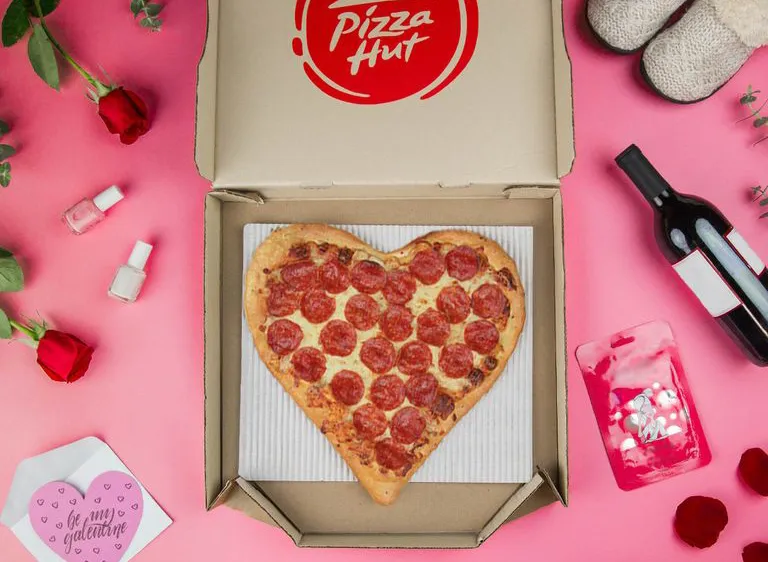 heart-shaped pizza from Pizza Hut