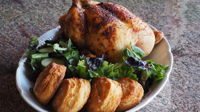 roast whole chicken with biscuits