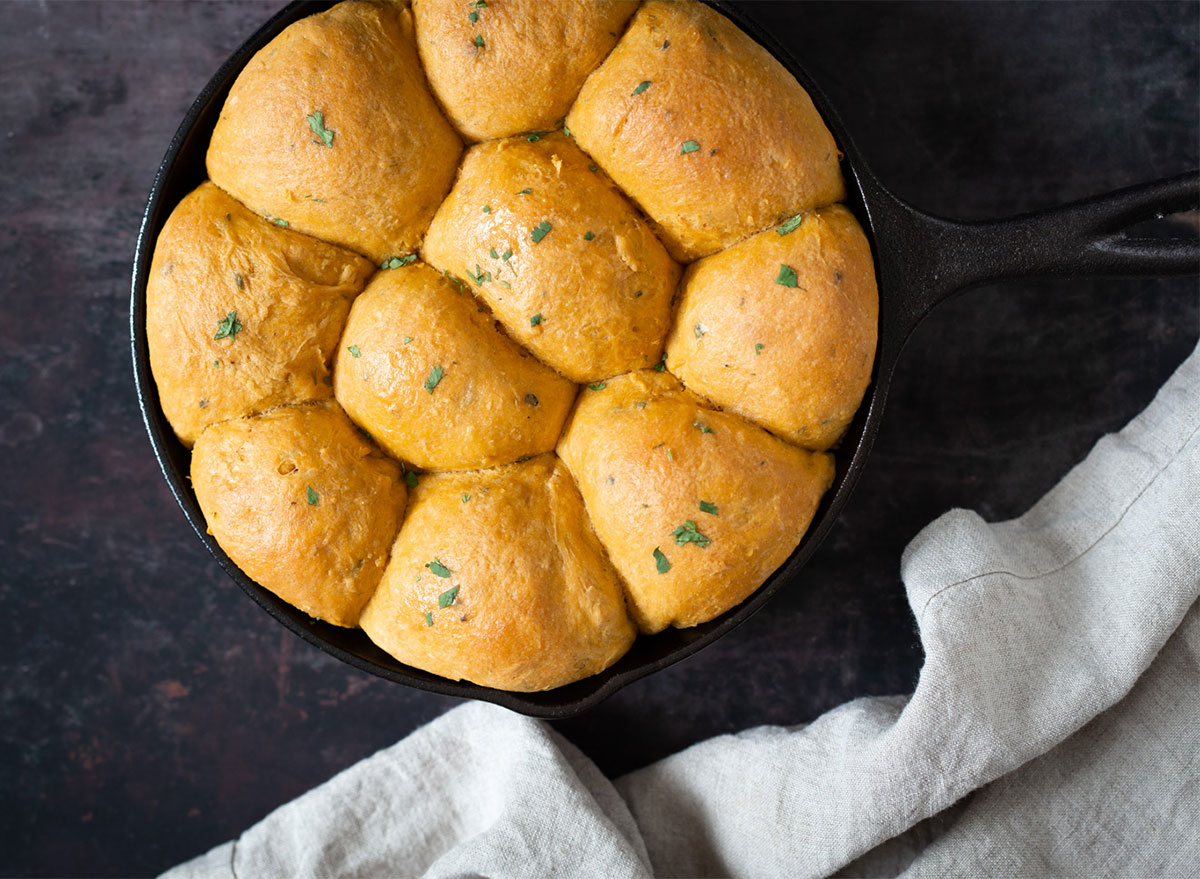 sweet potato rolls in baking dish