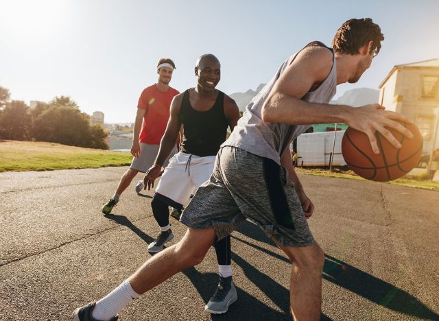 playing basketball