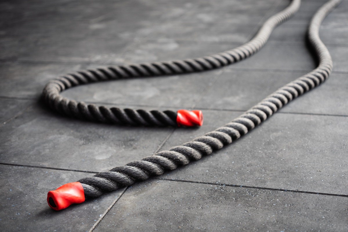 battle ropes on gym floor