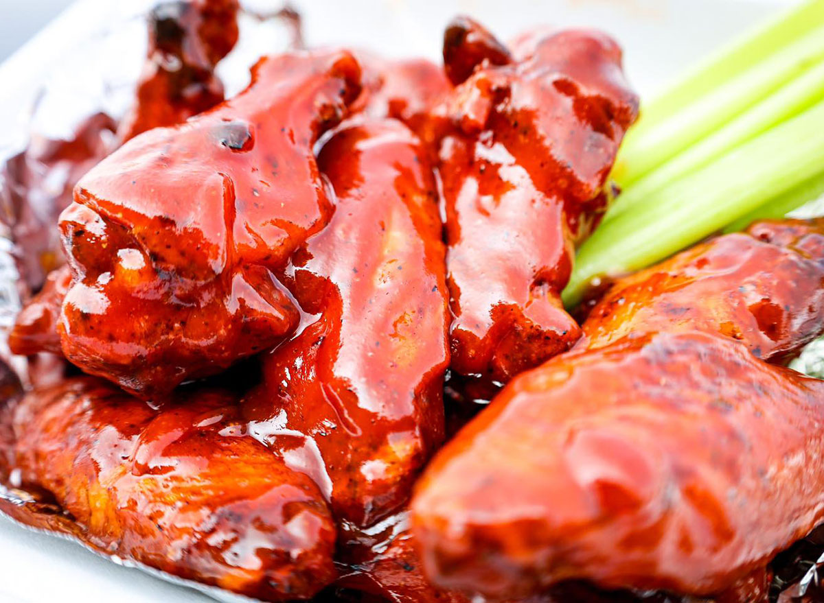 closeup of buffalo wings