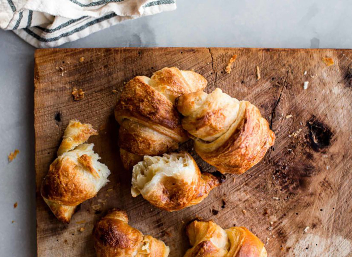 croissants on a wooden board