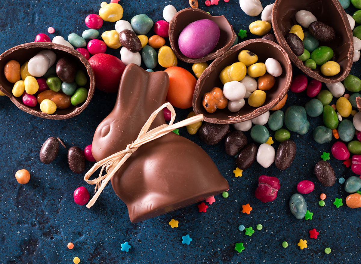 easter chocolate bunny and candy