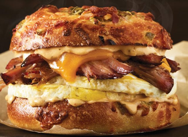 einstein bros texas brisket egg sandwich