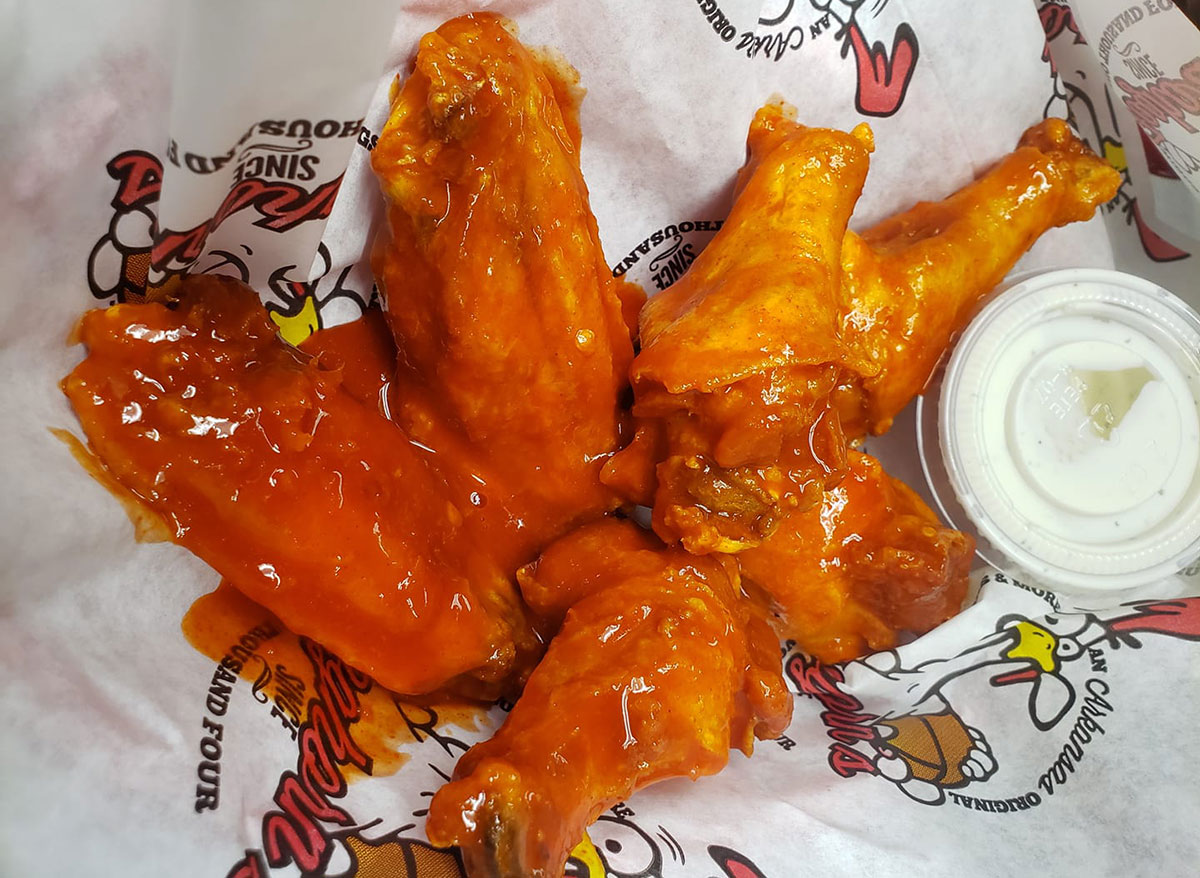 plate of hot wings with ranch dip