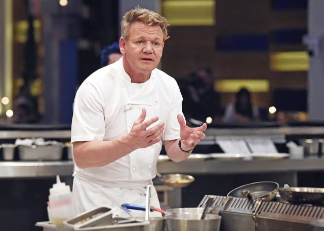 gordon ramsay in chef's coat in kitchen