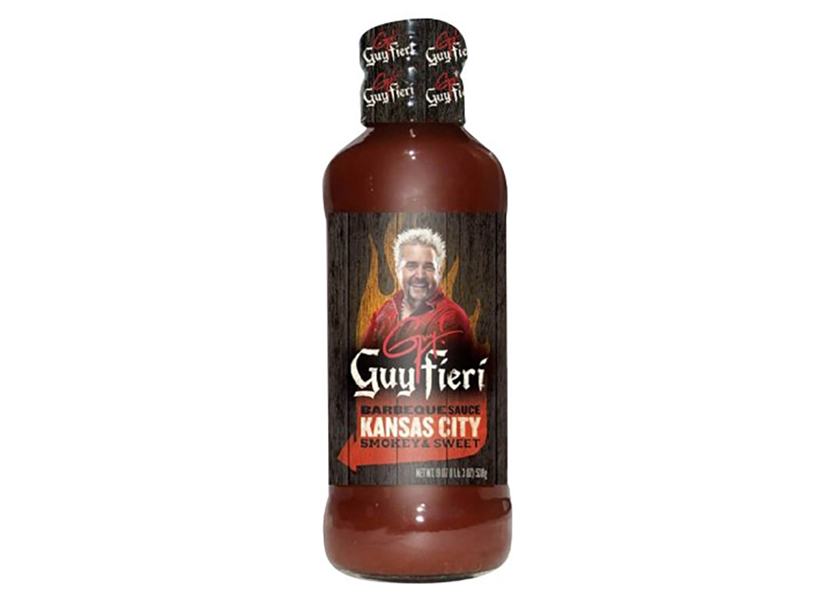 bottle of guy fieri kansas city bbq sauce