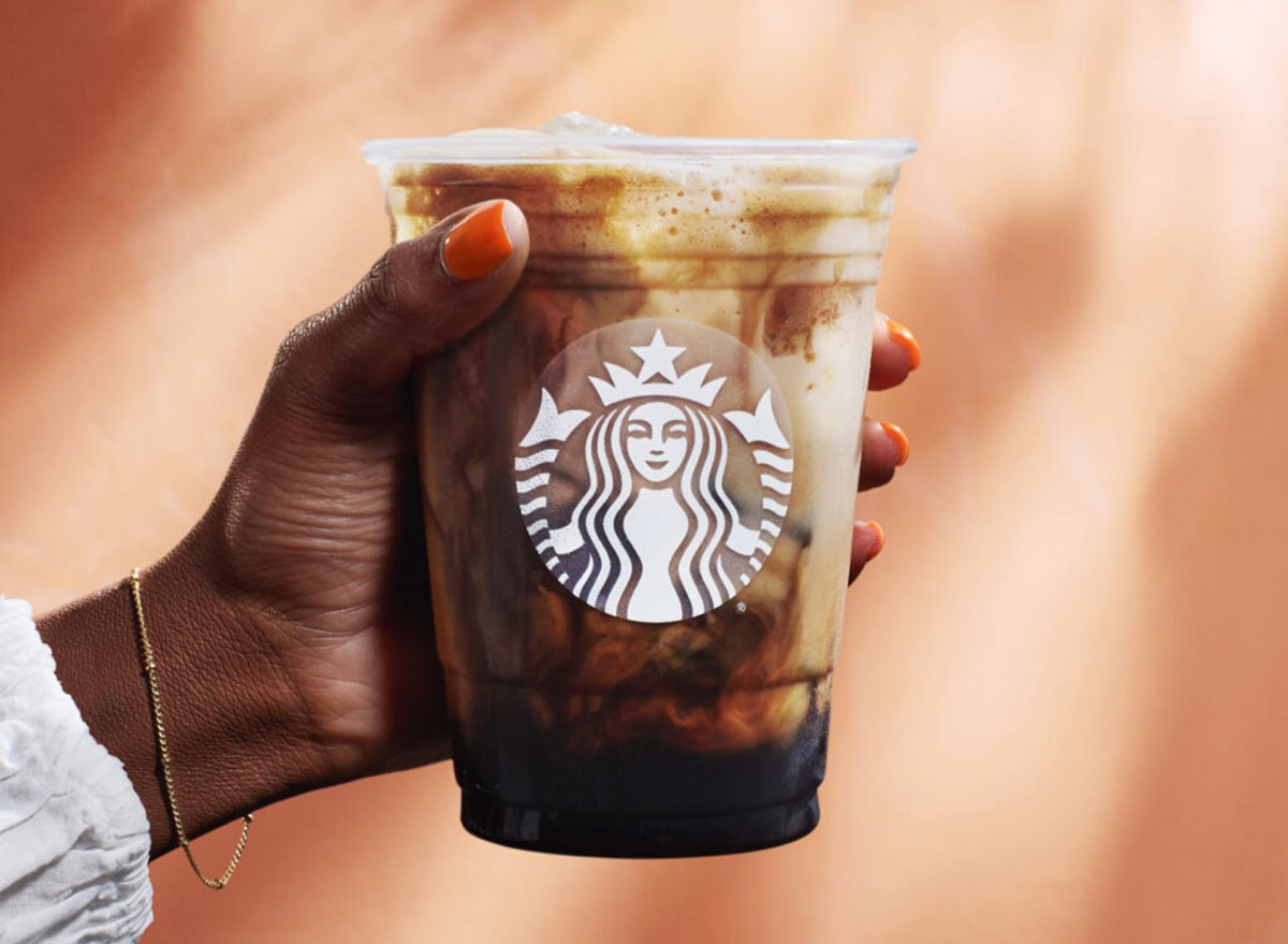 STARBUCKS: Iced Brown Sugar Oat Shaken Espresso, $5.95.