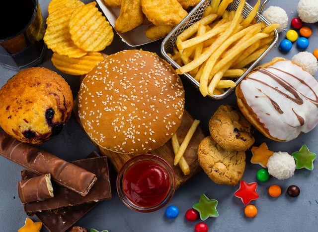 pile of unhealthy junk foods