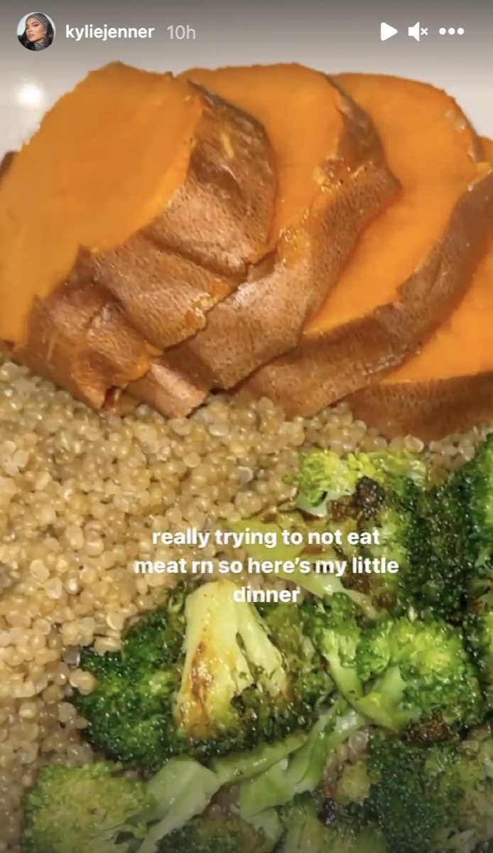 sliced sweet potatoes, cooked broccoli, and quinoa on a plate