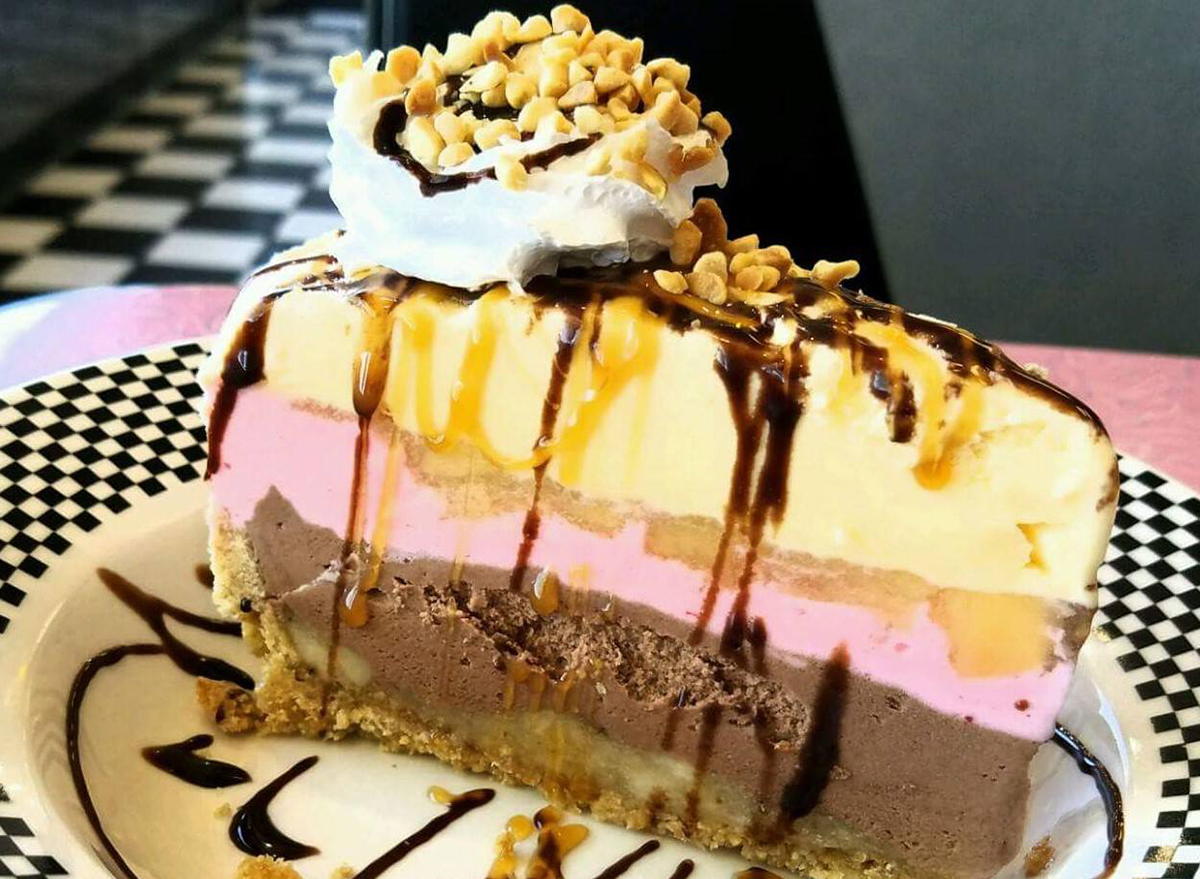 neapolitan cheesecake on a plate