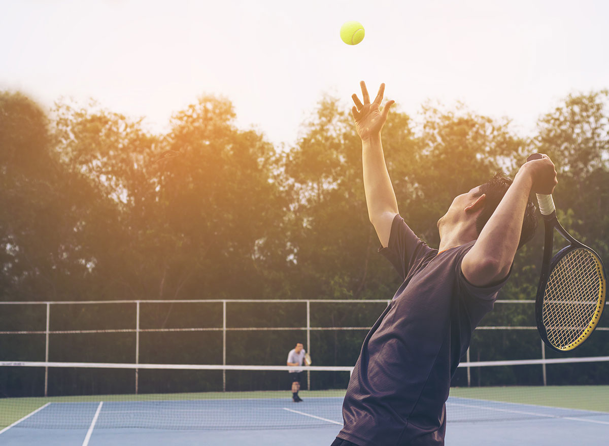 playing tennis