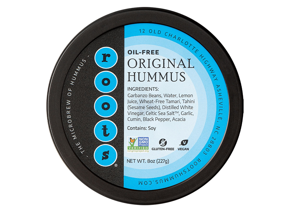 roots oil-free hummus tub