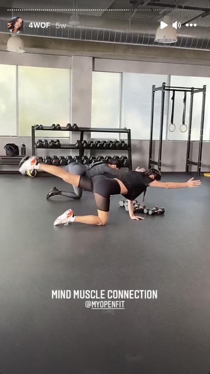 shay mitchell doing a floor-based workout