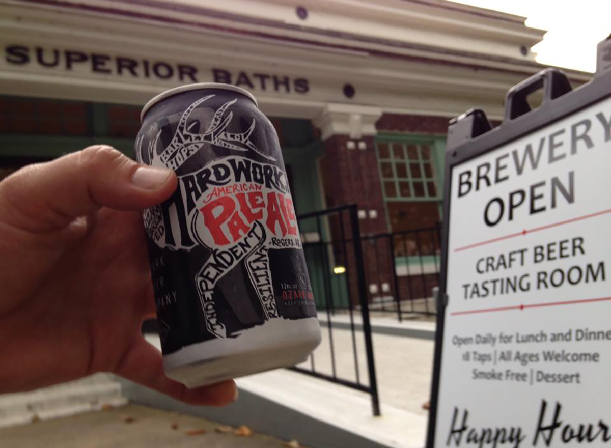 can of beer in front of superior bathhouse brewery