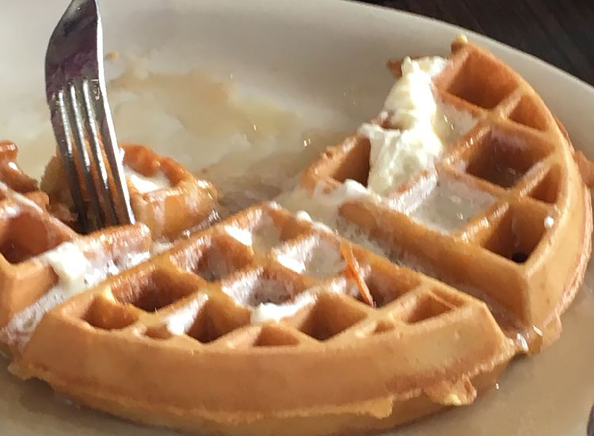 waffle with butter and fork