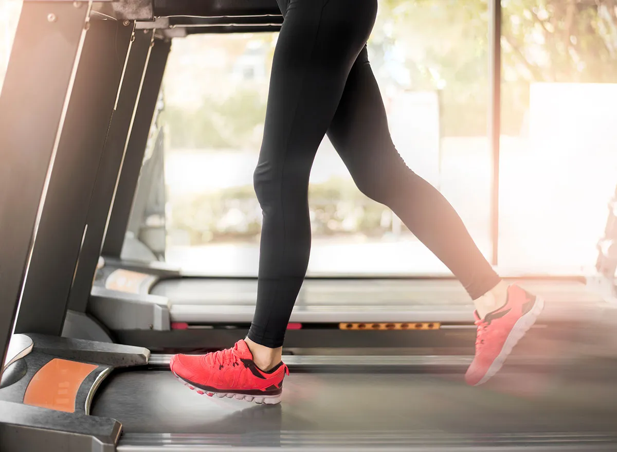 walking on treadmill