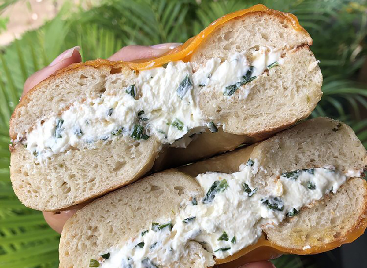 bagel with chive cream cheese