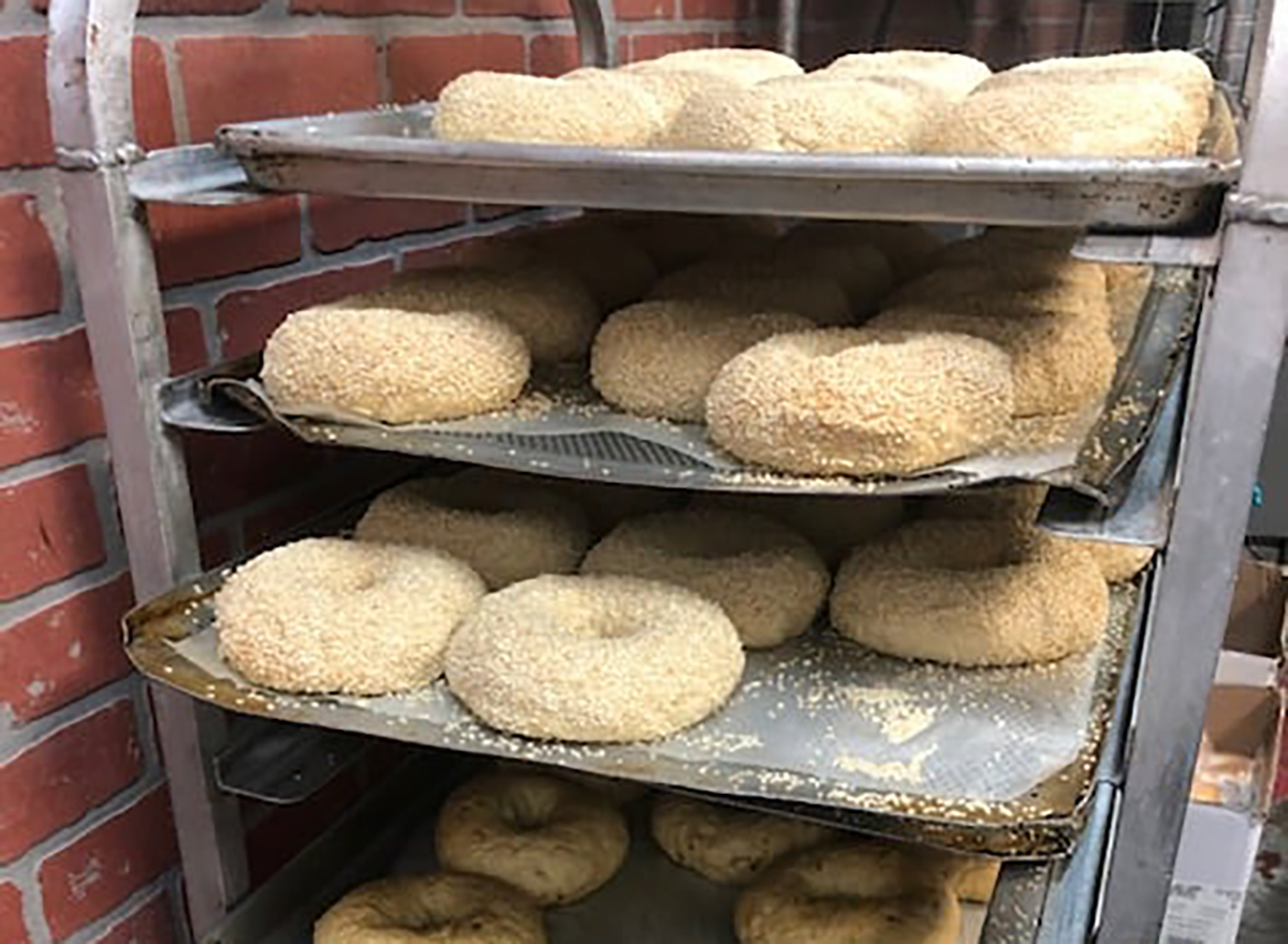 trays of fresh bagels