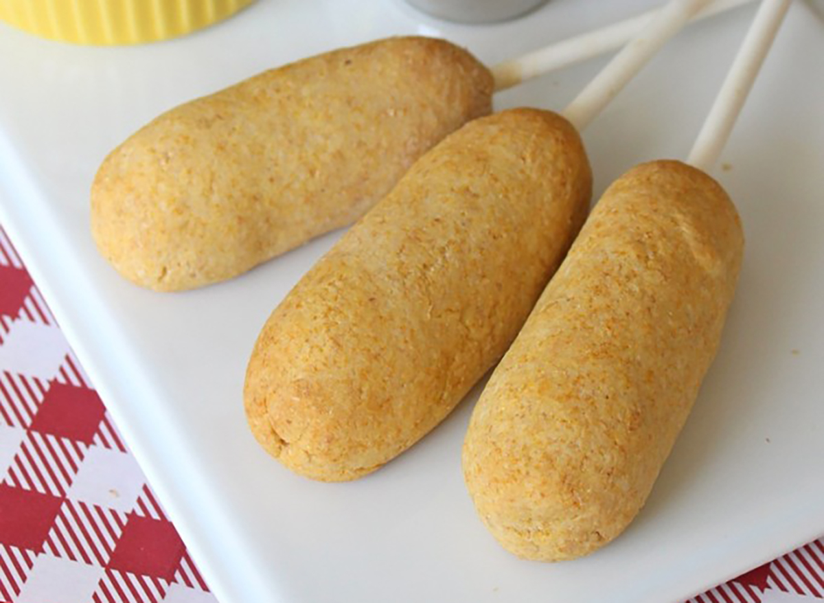 baked corndogs on plate
