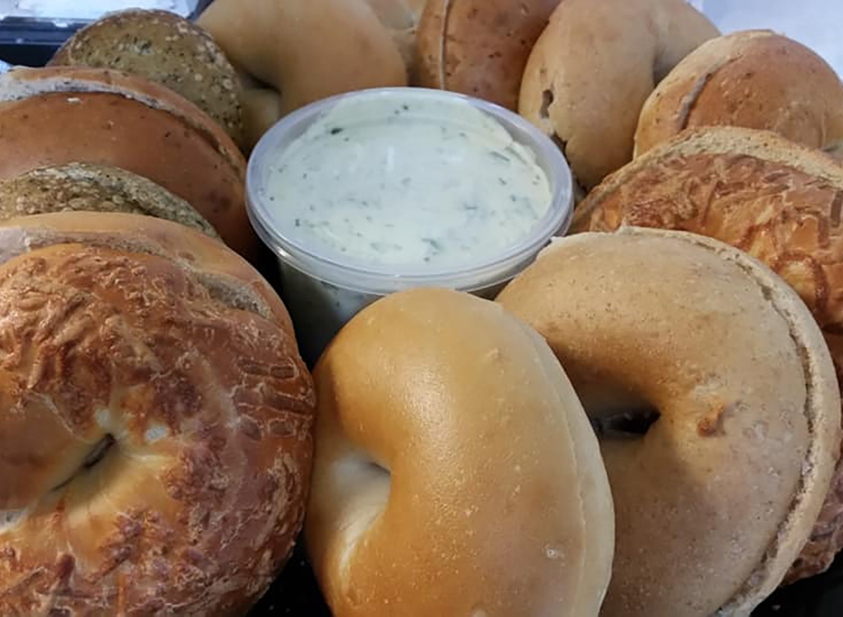 bagel halves with dip