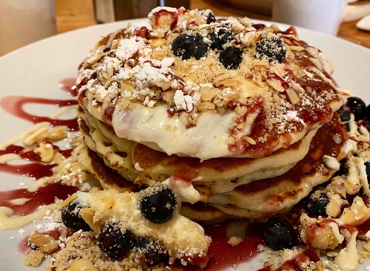 stack of blueberry danish pancakes