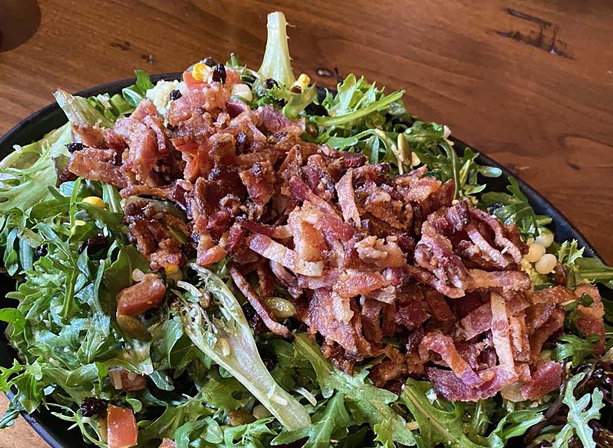 boise chopped salad with bacon and arugula