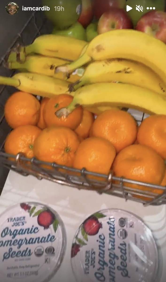 photo of clementines and bananas from still shot on cardi b's instagram stories