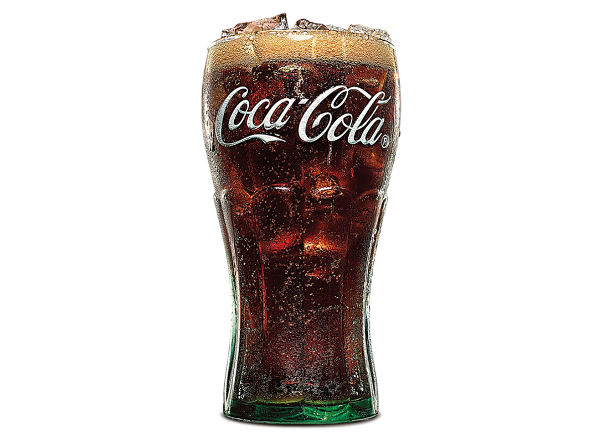 coca cola fountain soda in glass cup