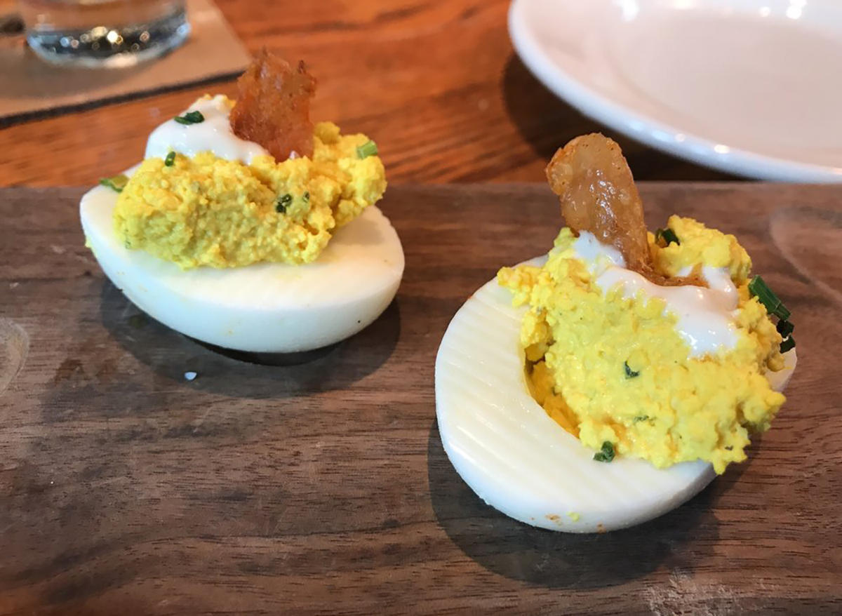 two deviled eggs