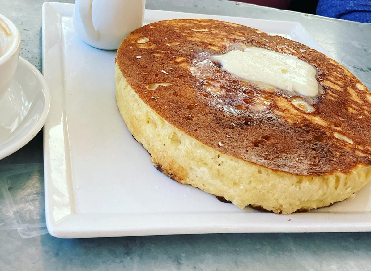 fluffy pancake on white plate