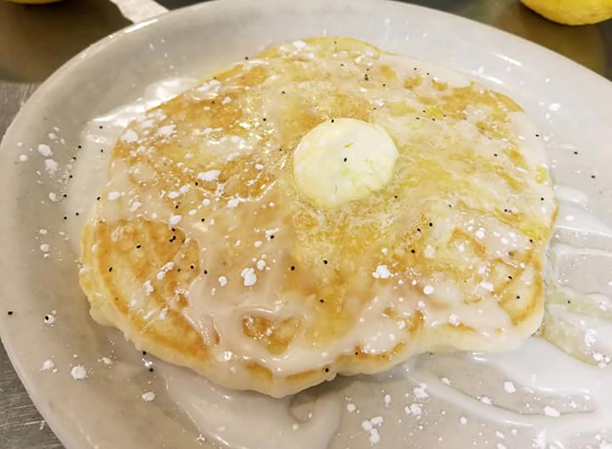 pancake topped with butter and icing
