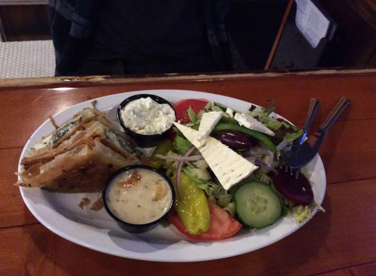 greek salad with spinach pie