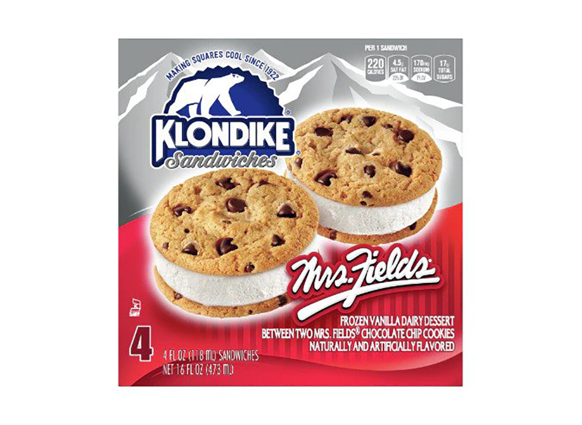 klondike mrs fields cookie ice cream sandwich