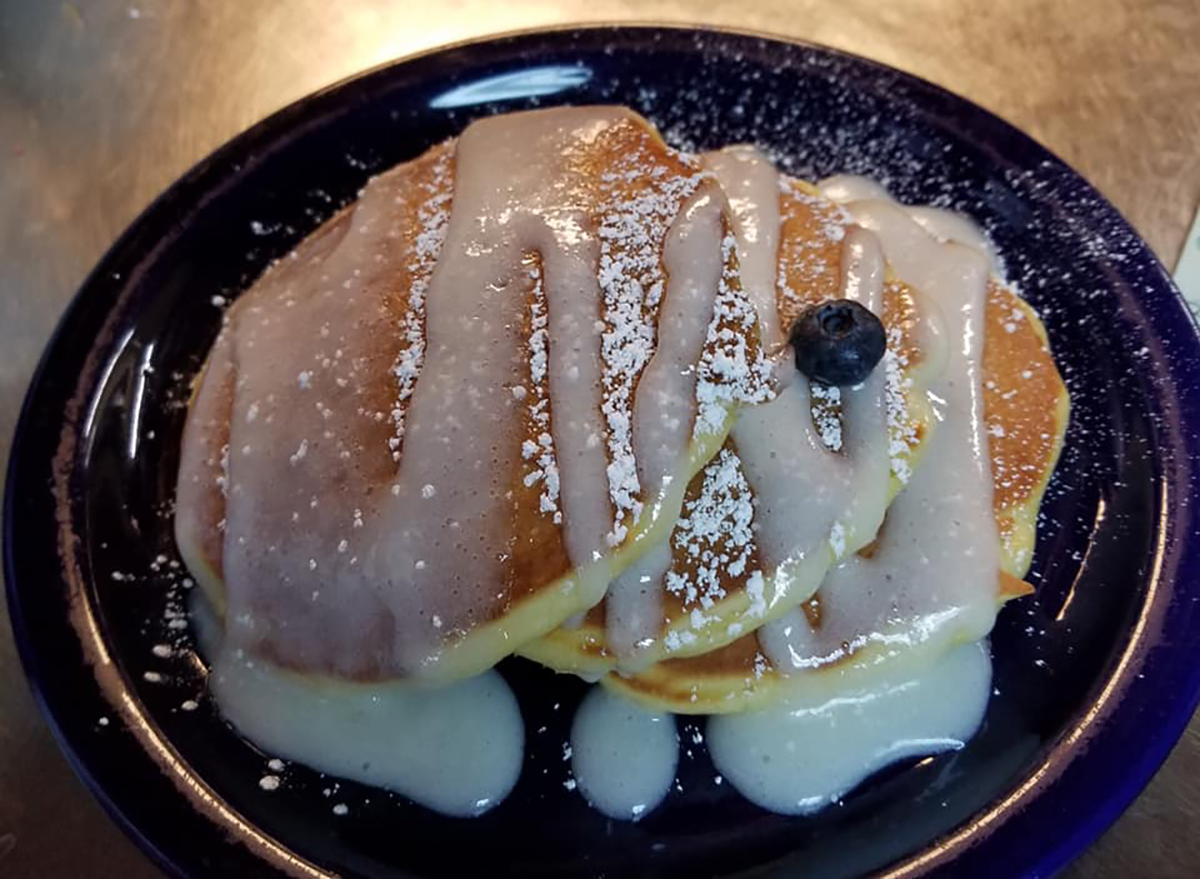 lemon blueberry pancakes with icing