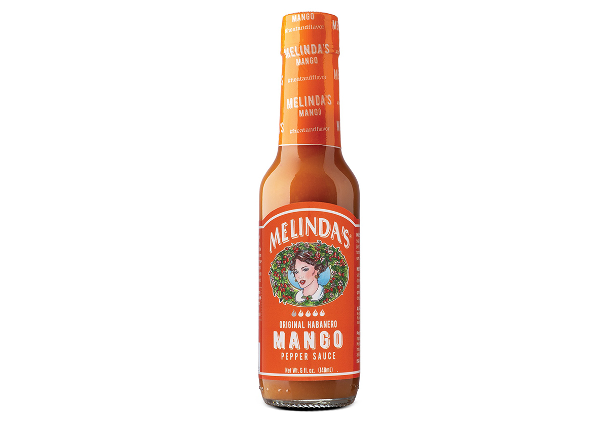 bottle of melindas habanero mango hot pepper sauce