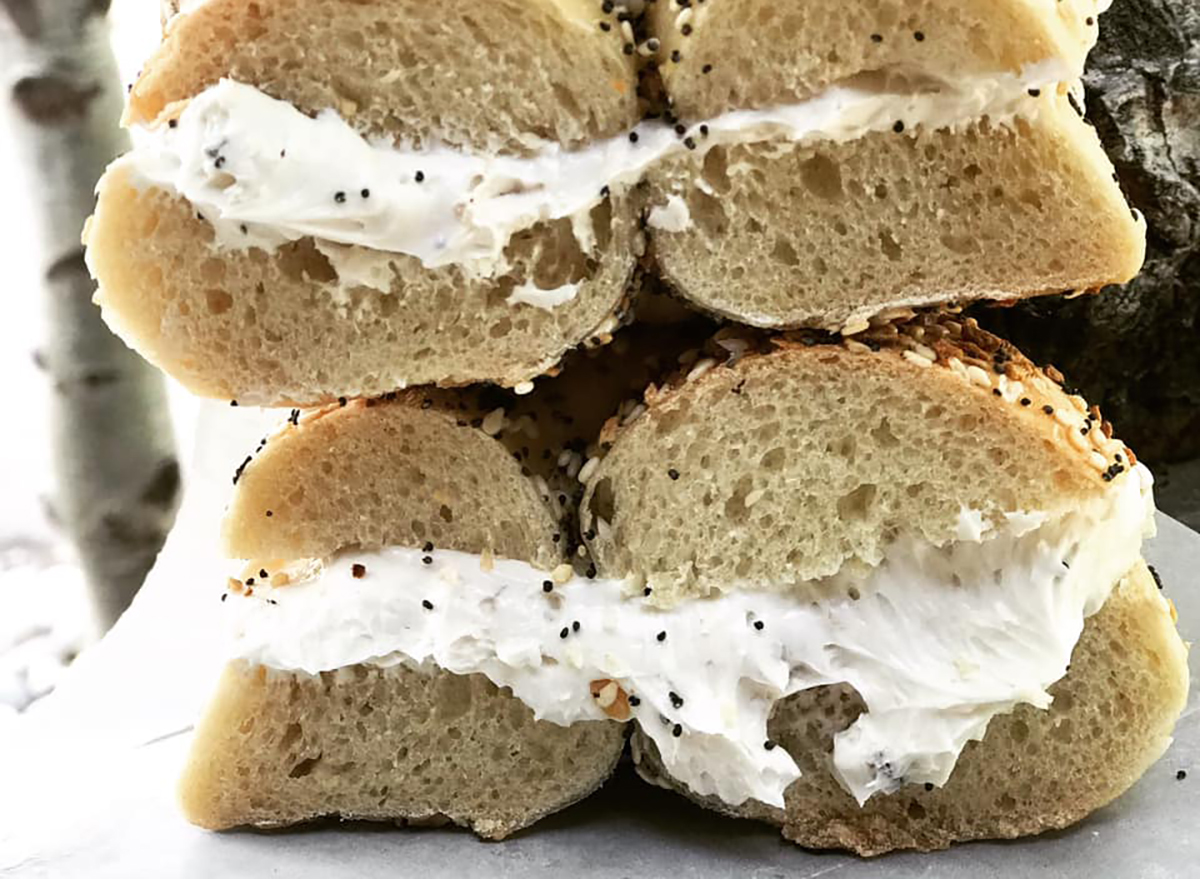 everything bagel with plain cream cheese