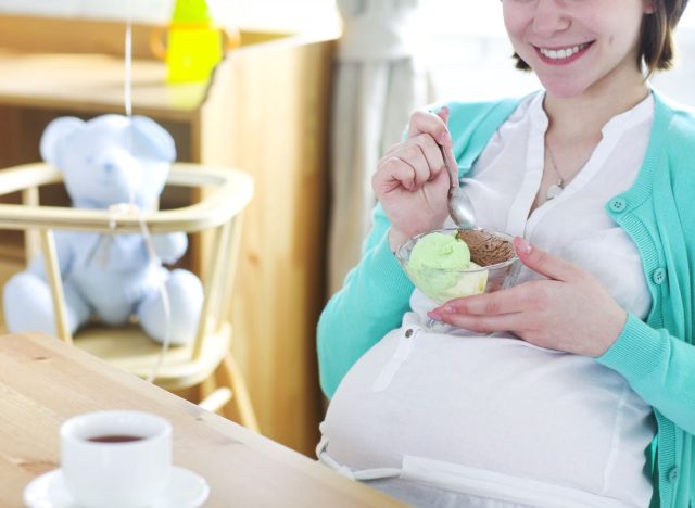 pregnant and eating ice cream