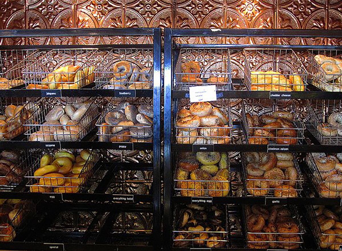 bagels in baskets at store