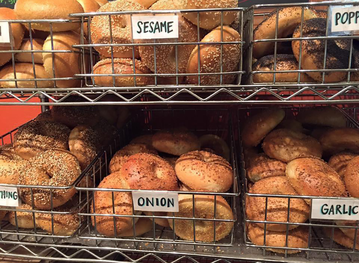 bagels in display case