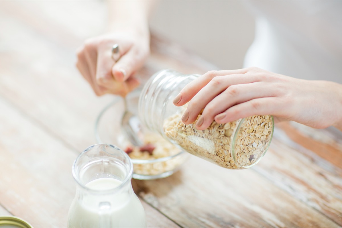 woman making oatmeal 