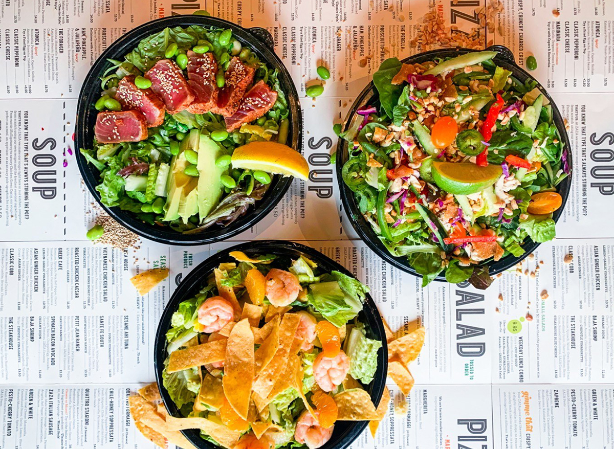 three bowls of salad from zaza in little rock