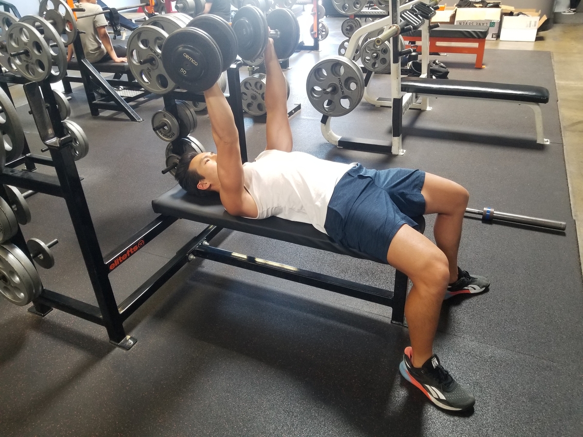 1 flat dumbbell bench press