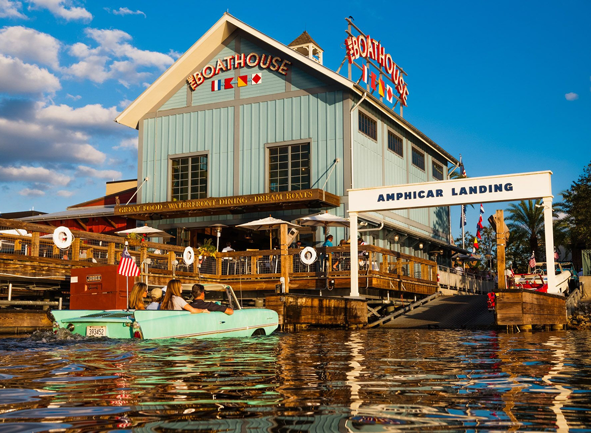 exterior of the boathouse in disney springs