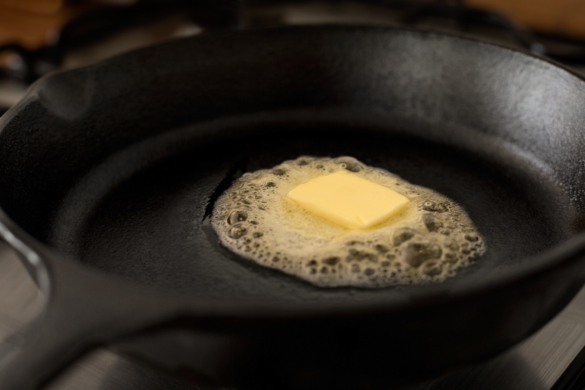 butter melting in pan