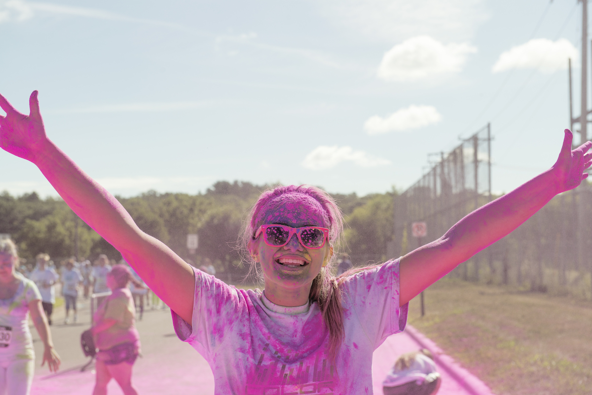 SAINT CLOUD, MINNESOTA- AUGUST 10: Color run at Saint Cloud on August 10, 2013. Color Run is an event series and 5k paint race that takes place in United States, South America, Europe and Australia.