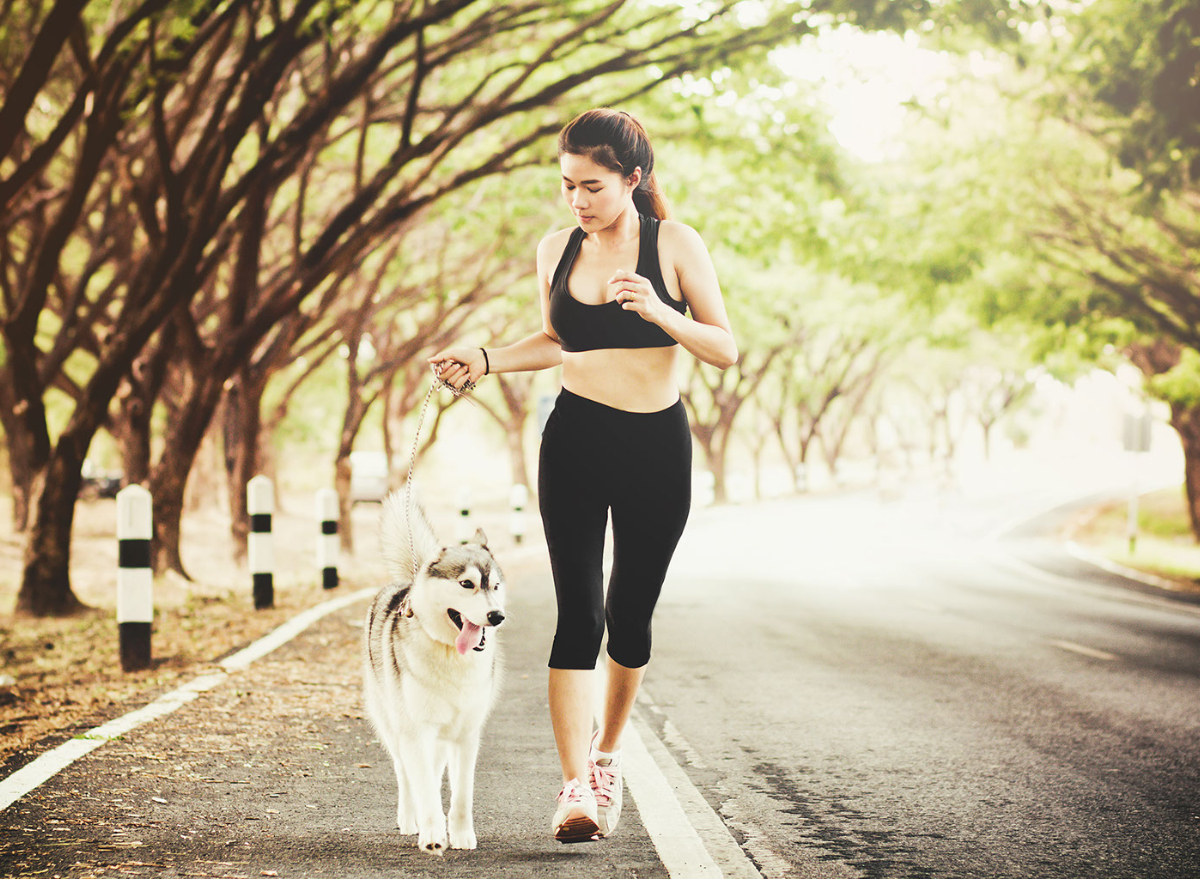 running with a dog